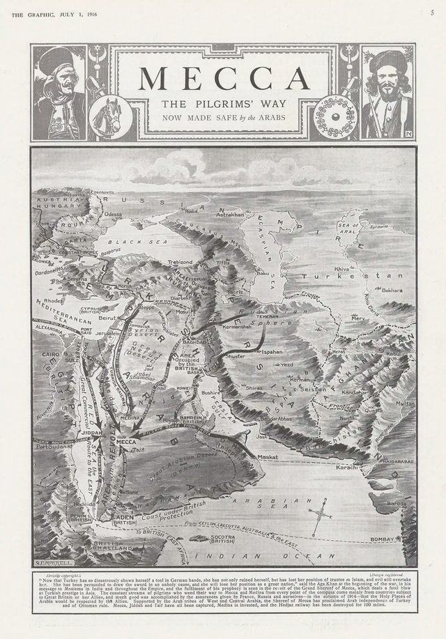 Mecca, the Pilgrims' Way now made safe by the Arabs (The Graphic, 1 July 1916)