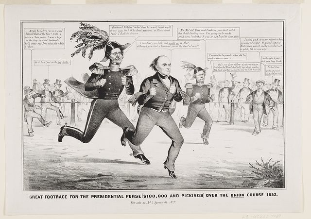 "Great footrace for the presidential purse ($100,000 and pickings) over the Union Course 1852" (Currier lithograph)