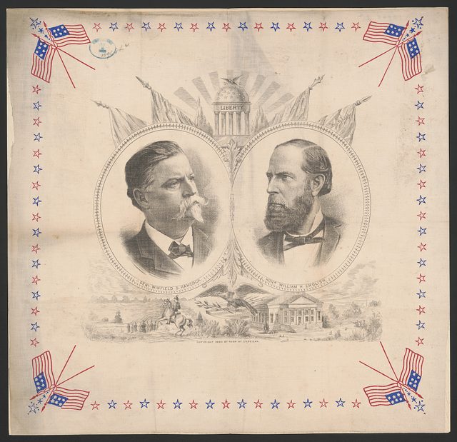 Gen. Winfield S. Hancock and Hon. William H. English (campaign handkerchief, Hugh McCrossan)