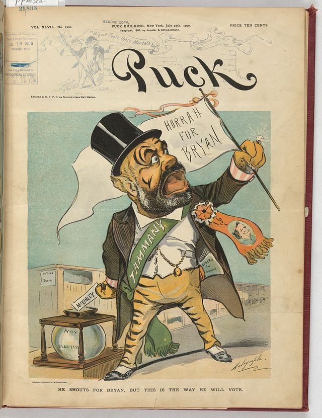 He Shouts for Bryan, but This Is the Way He Will Vote (Puck cover, 25 July 1900)