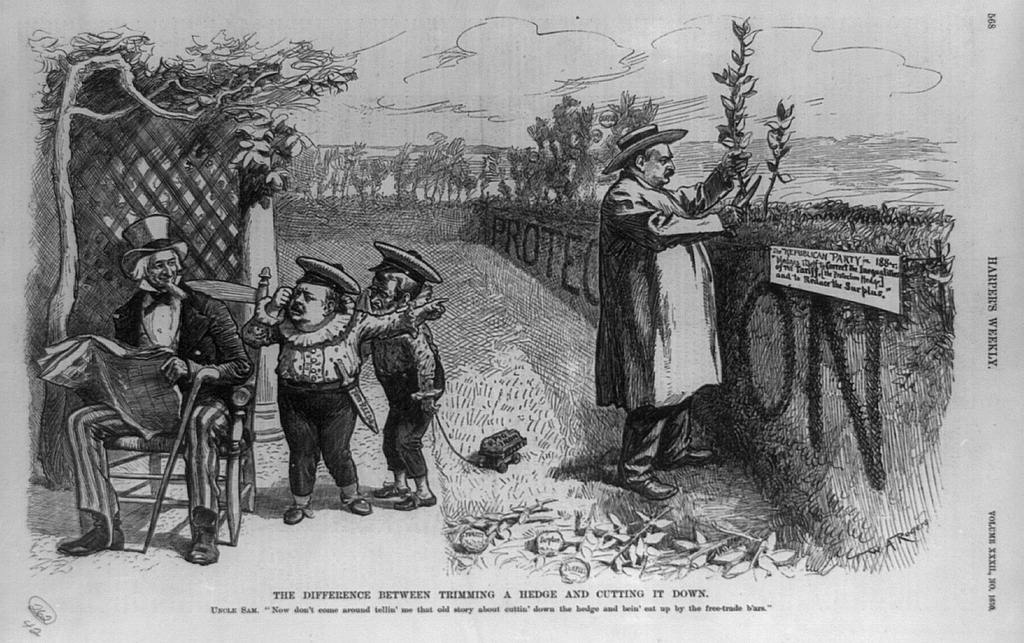 The difference between trimming a hedge and cutting it down, Harper's Weekly, 4 August 1888