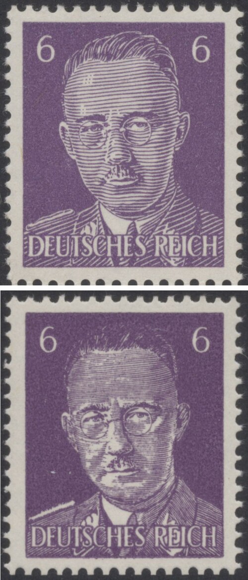 Himmler-head forgery of the 6-pfennig Deutsches Reich stamp