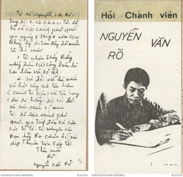 Hồi Chánh viên Nguyễn Văn Rõ (Returnee Nguyen Van Ro), Chieu Hoi leaflet ATF-012-70