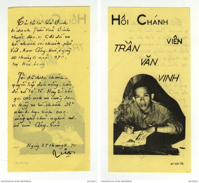 Hồi Chánh Viên Trần Văn Vinh (Returnee Tran Van Vinh), Chieu Hoi leaflet ATF-031-70