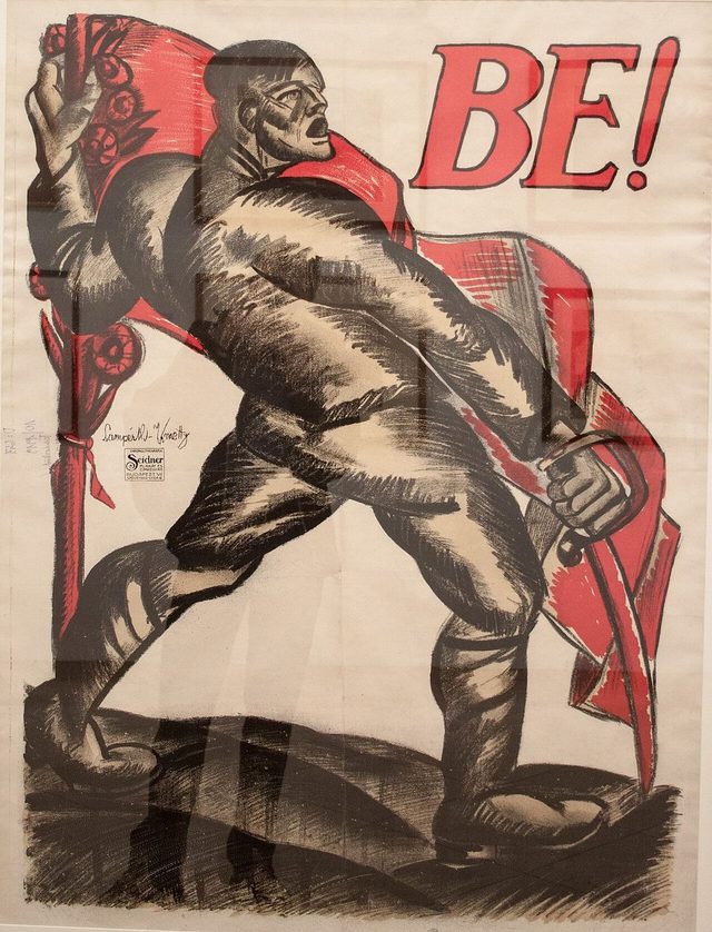 BE! (In!), Hungarian Red Army recruiting poster by József Nemes Lampérth, 1919