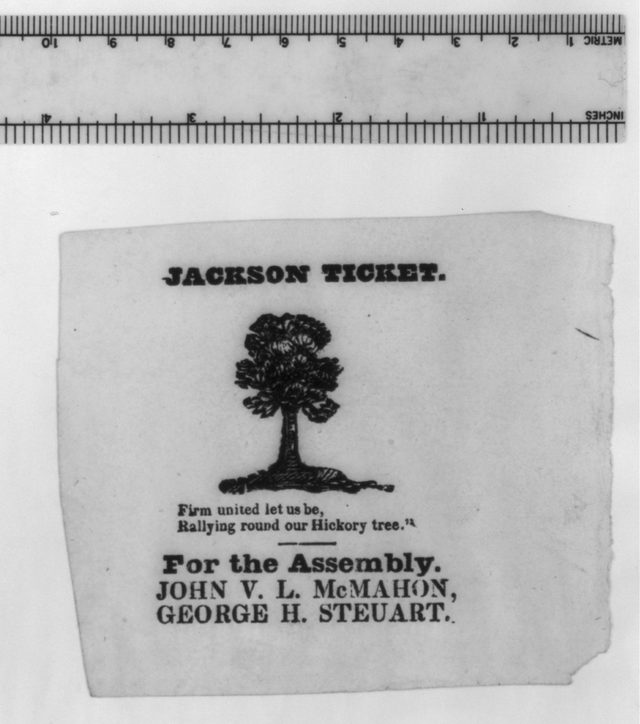 "Jackson ticket" with Hickory tree motto, Baltimore (1828)