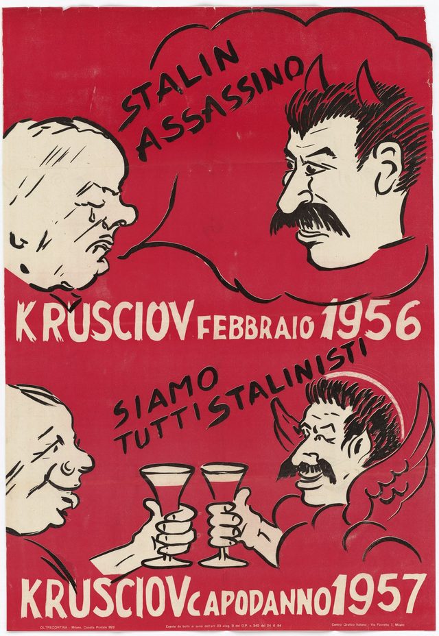 Khrushchev and Stalin poster (Italian, Milan)