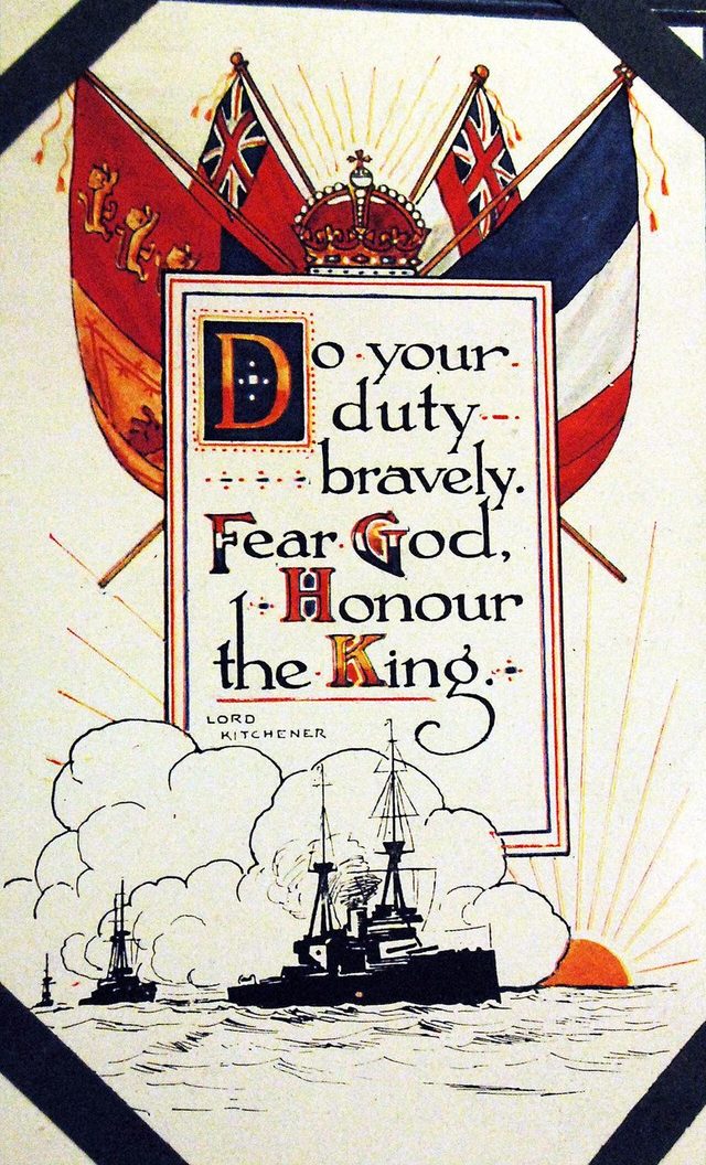 'Do your duty bravely. Fear God. Honour the King.' Lord Kitchener postcard (about 1914)