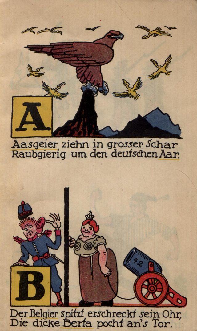 Kriegs-ABC (German children's war alphabet, letters A and B, 1915)