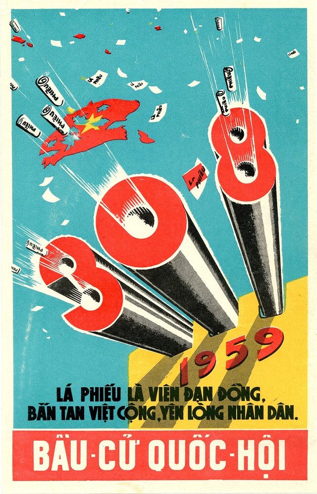 Lá phiếu là viên đạn đồng (The Ballot Is a Bronze Bullet), National Assembly election flyer, 30 August 1959