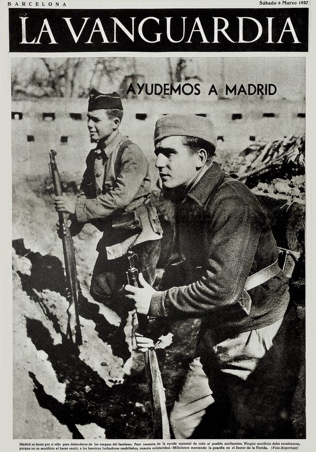 La Vanguardia, front page (Barcelona, 6 March 1937): "Ayudemos a Madrid"