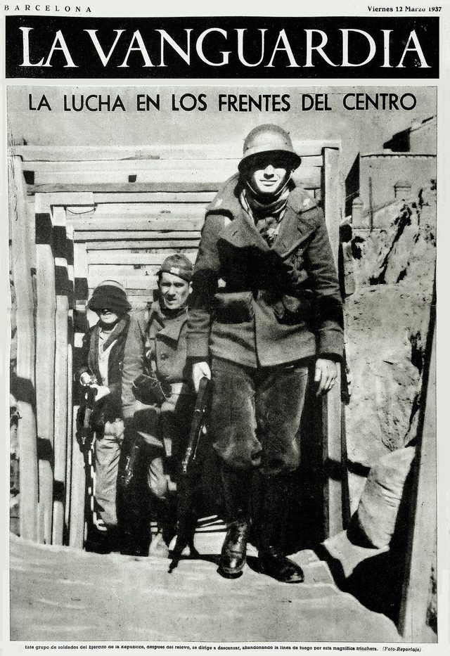 La Vanguardia, front page (Barcelona, 12 March 1937): "La lucha en los frentes del Centro"