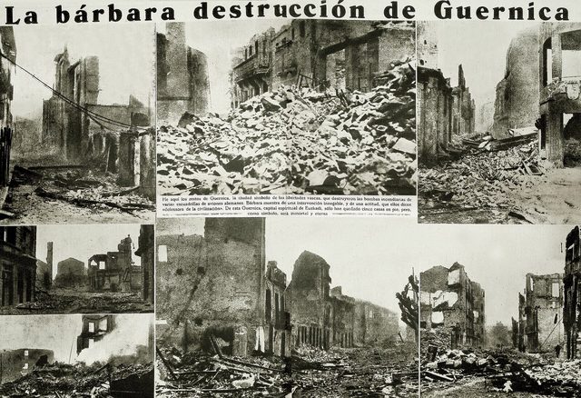 La Vanguardia, picture page (Barcelona, 26 May 1937): "La bárbara destrucción de Guernica"