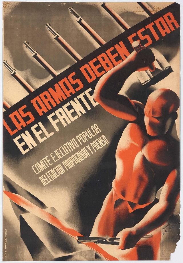 Las armas deben estar en el frente (Republican poster)