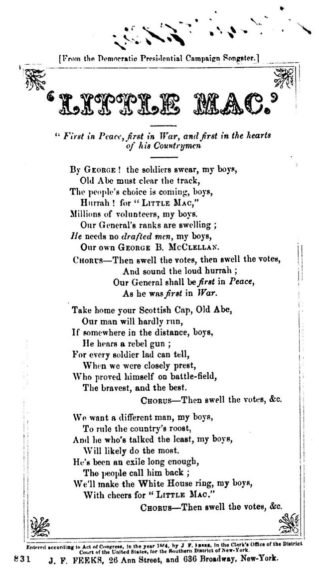 'Little Mac.' (from the Democratic presidential campaign songster)