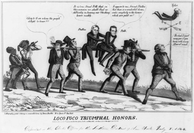 Loco Foco Triumphal Honors (pro-Whig cartoon), 1844
