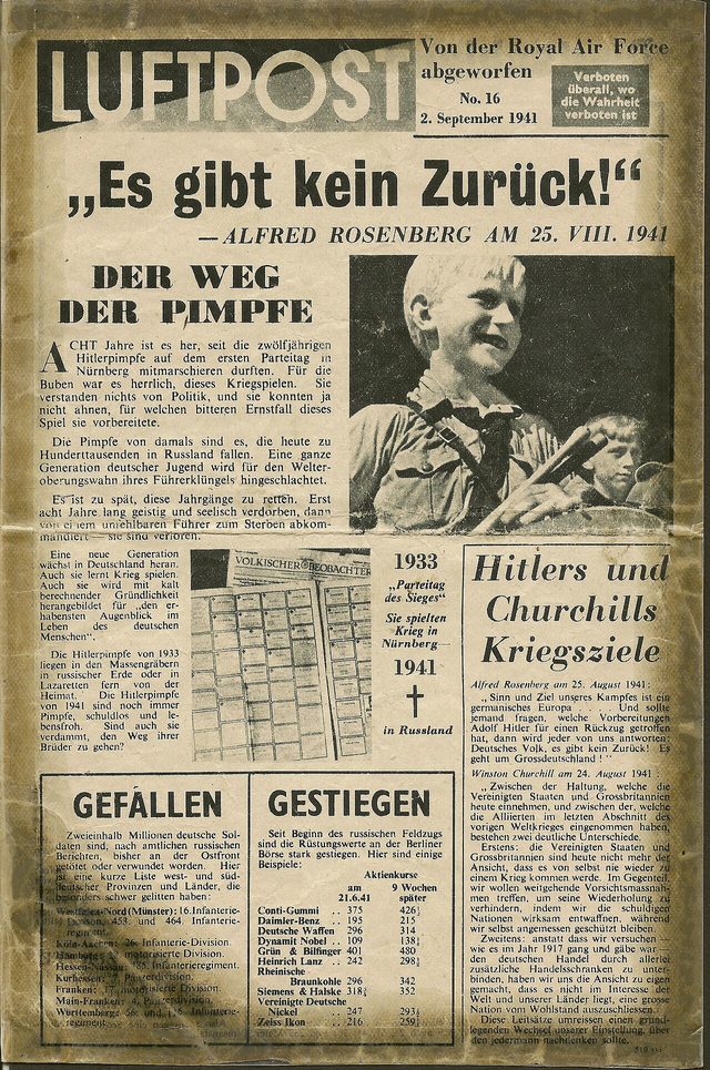 Luftpost No. 16, 2 September 1941: "Es gibt kein Zurück!" and "Der Weg der Pimpfe"