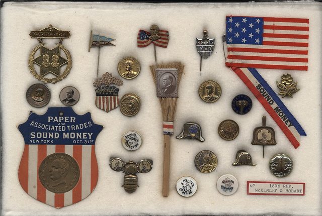 McKinley-Hobart campaign buttons, badges and ribbon