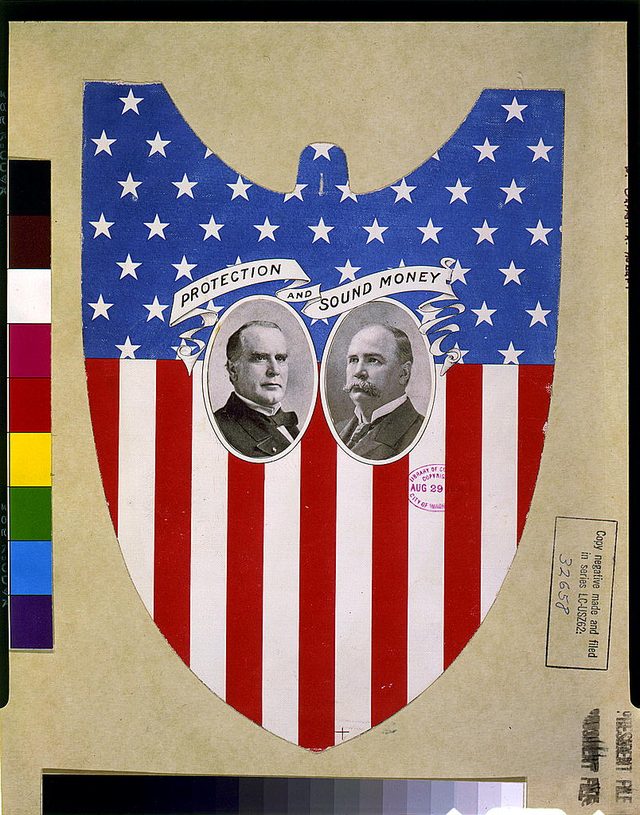 'Protection and sound money' shield placard