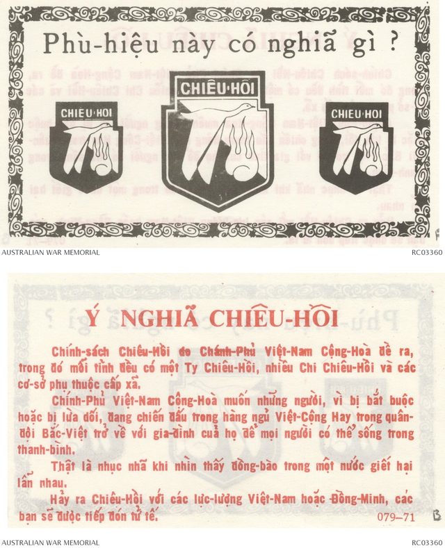 Phù-hiệu này có nghĩa gì? / Ý nghĩa Chiêu-Hồi (What Does This Emblem Mean? / The Meaning of Chieu Hoi), leaflet ATF-079-71