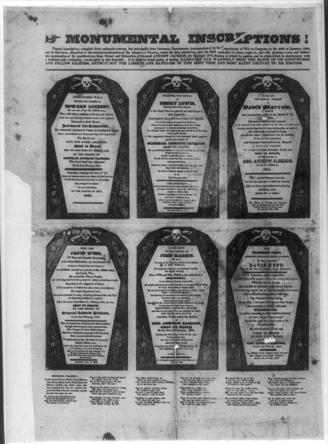 "Monumental Inscriptions!" coffin broadside (1828)