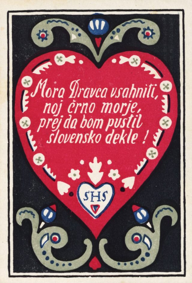 "Mora Dravca vsahniti" plebiscite postcard no. 9 (The Drava Must Dry Up)