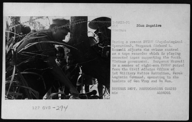 South Vietnam National Front for Liberation leaflet, held up to the camera (Marine Corps photograph)