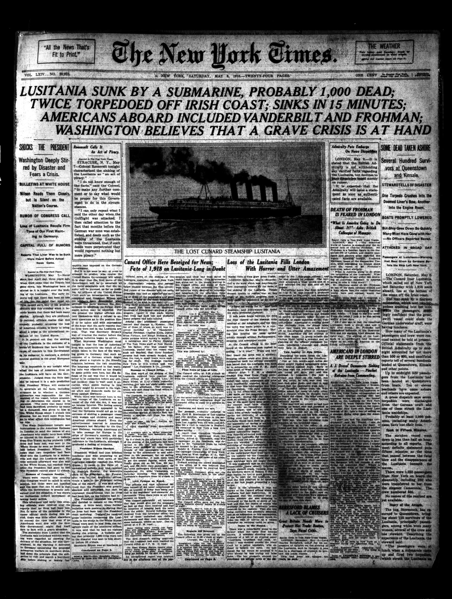 The New York Times, 8 May 1915