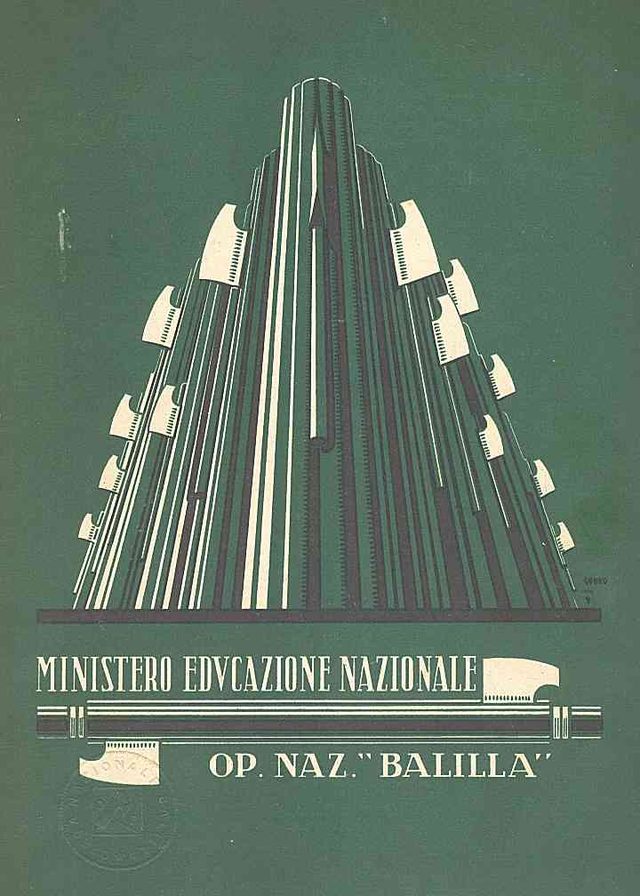 Opera Nazionale Balilla school report cover, Ministero Educazione Nazionale (Italy, 1932)