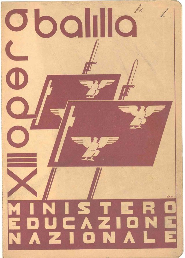 Opera Balilla school report cover, Anno XIII, Ministero Educazione Nazionale (Italy, 1934 to 1935)