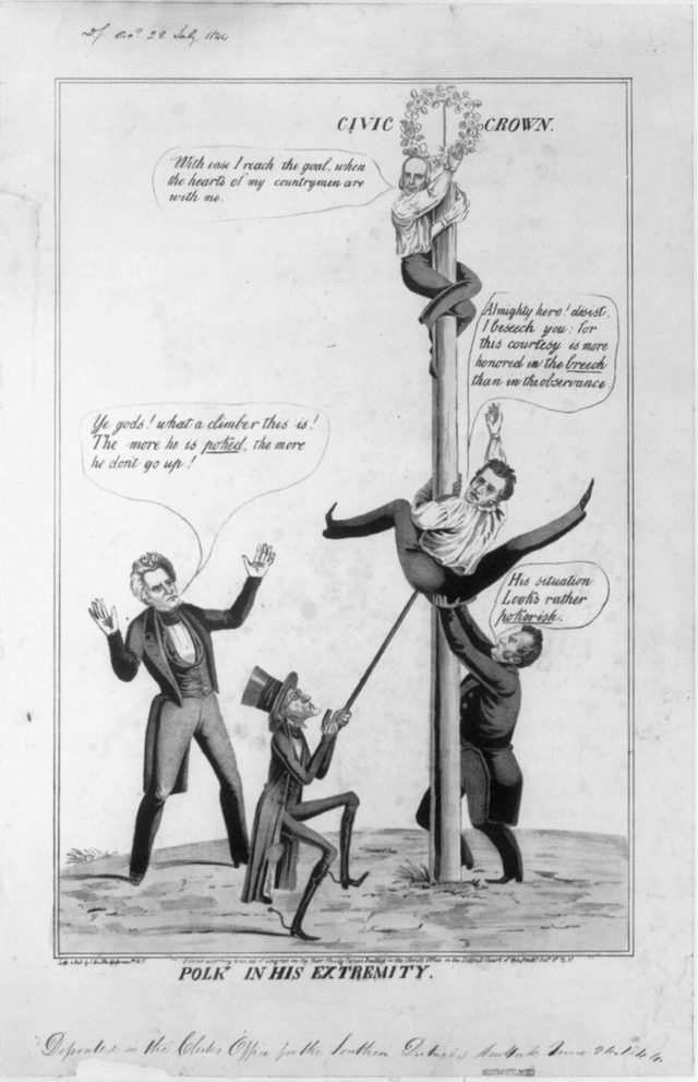 Polk in His Extremity (pro-Clay cartoon), 1844
