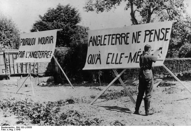 Pourquoi mourir pour l'Angleterre? (German propaganda banners, western front)