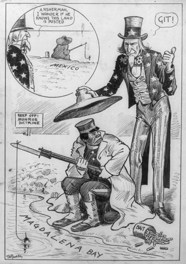 "Keep off! Monroe doctrine" (T. E. Powers, 1912)