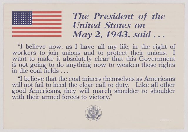 The President of the United States on May 2, 1943, said