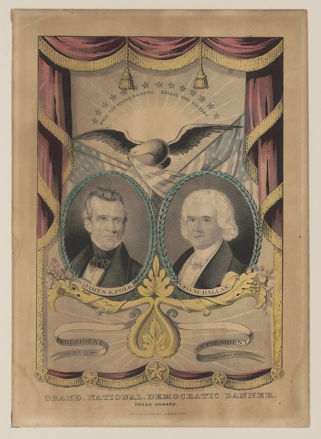 Grand National Democratic Banner. Press Onward (Polk and Dallas), 1844