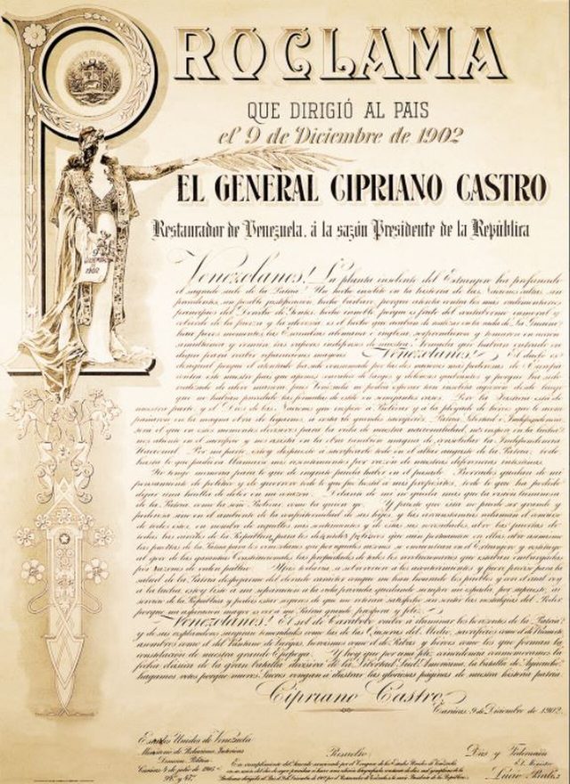 Proclama que dirigió al país el 9 de Diciembre de 1902 el General Cipriano Castro (Proclamation Addressed to the Country by General Cipriano Castro, 9 December 1902)