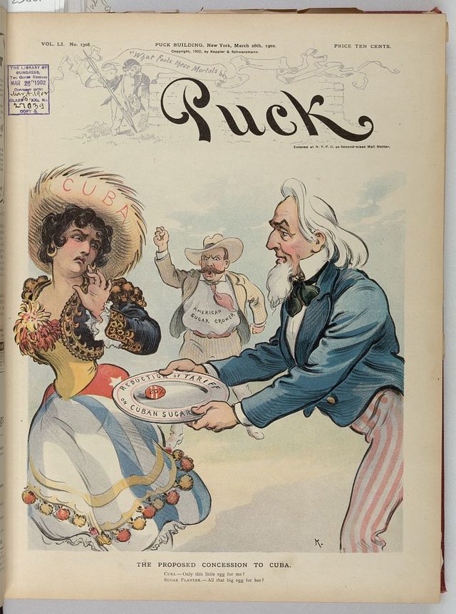 "The Proposed Concession to Cuba" (Puck cover, 26 March 1902)
