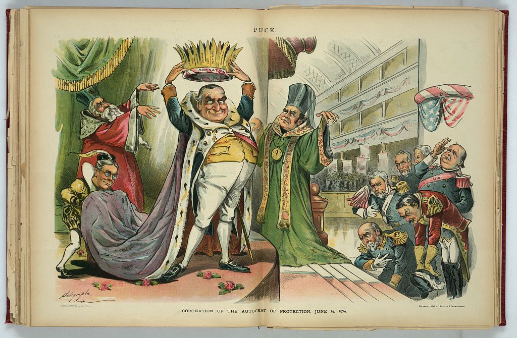 Coronation of the autocrat of protection, Puck, 24 June 1896