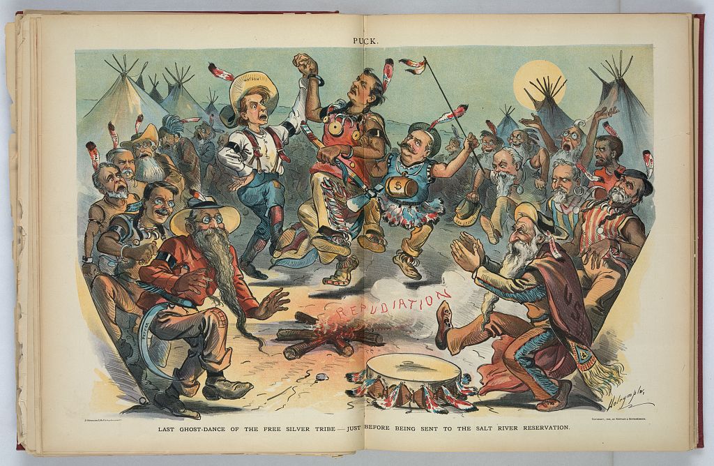 The last ghost-dance of the free silver tribe, Puck, 4 November 1896
