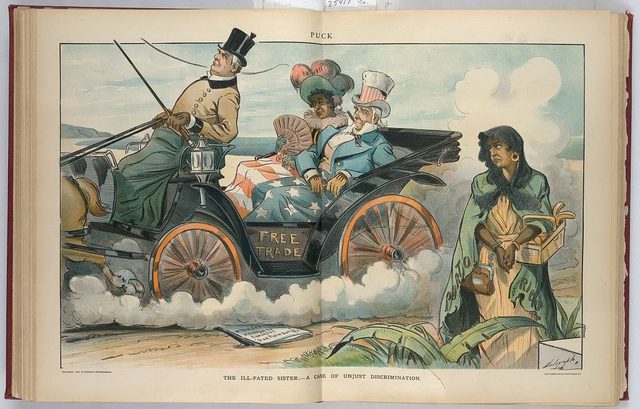 The Ill-Fated Sister: A Case of Unjust Discrimination (Puck, 25 April 1900)