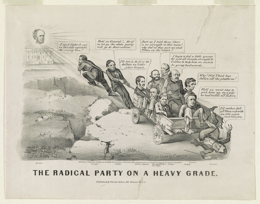 The Radical Party on a Heavy Grade, a cart of Republicans running downhill