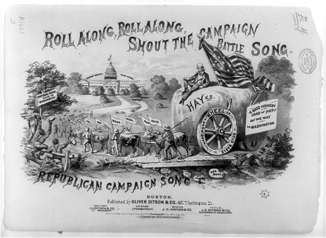 Roll along, roll along, shout the campaign battle song, Oliver Ditson & Co., 1876