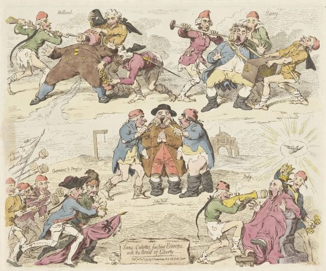 Sans-Culottes, feeding Europe with the Bread of Liberty (James Gillray)