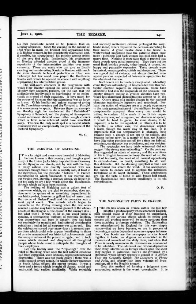 The Speaker, 'The Carnival of Mafeking', 2 June 1900 (p. 241)