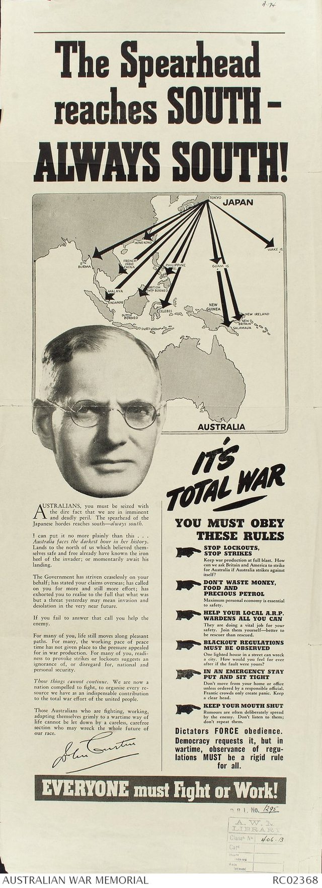 'The Spearhead reaches SOUTH - ALWAYS SOUTH!' (Curtin leaflet)