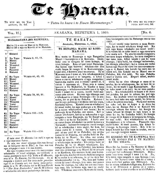 Te Haeata (Auckland), 'Te Runanga Maori ki Kohimarama', 1 September 1860