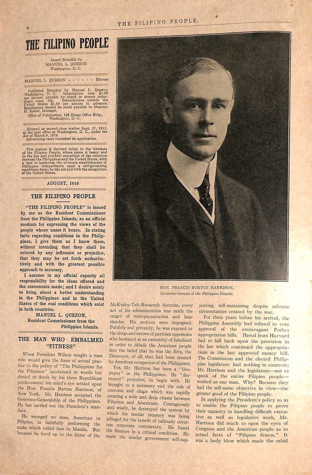 The Filipino People, monthly, article (Washington, D.C., August 1916)