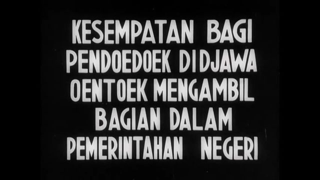 Nippon Eigasha newsreel, intertitle on Prime Minister Tojo's visit to Java and the Central Advisory Council