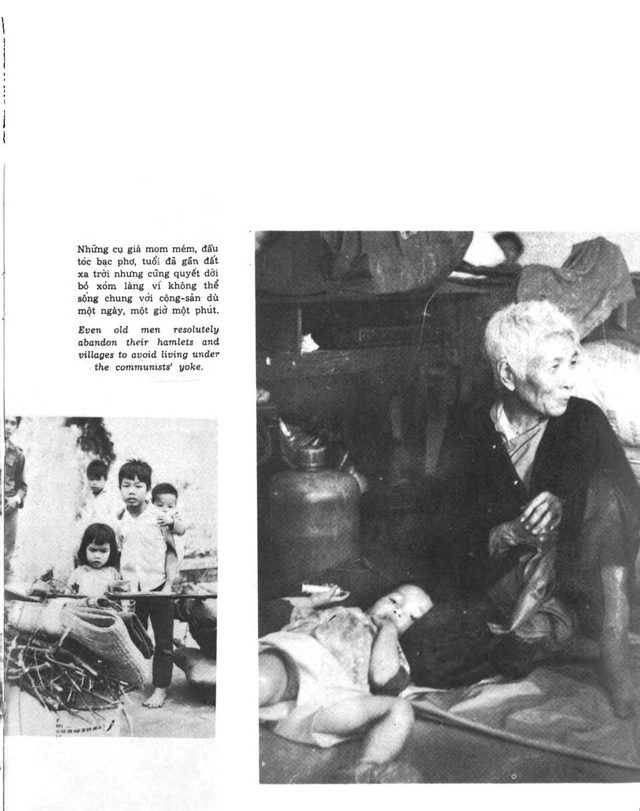 Trị, Thiên vùng dậy (booklet page: elderly refugee and children, 'the communists' yoke')