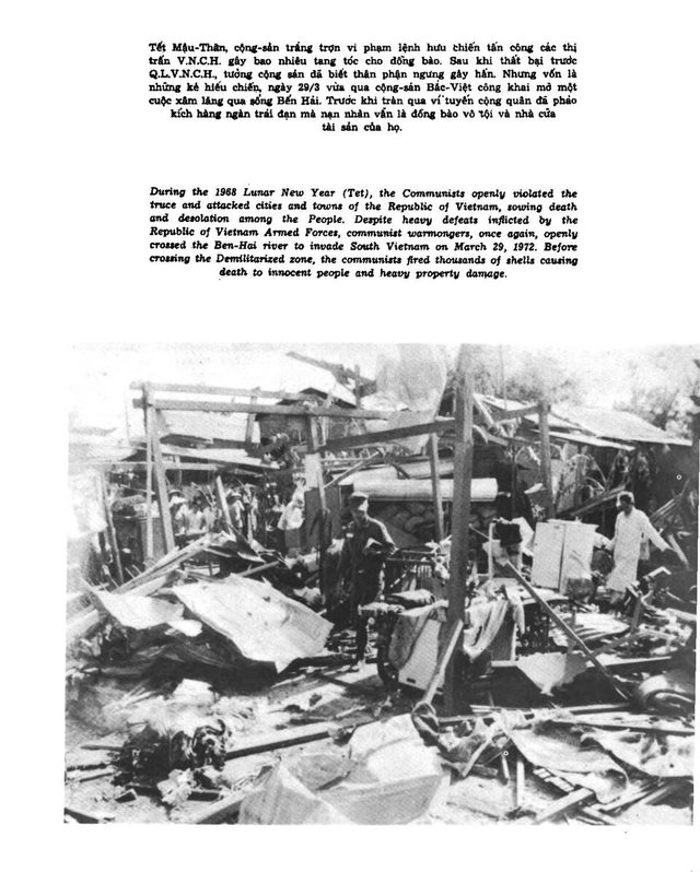 Trị, Thiên vùng dậy (booklet page: photograph of wrecked buildings with caption)